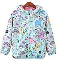 Toddler Girls Cartoon Unicorn Print Spring Autumn Rain Coat Jacket Hoodies Lightweight