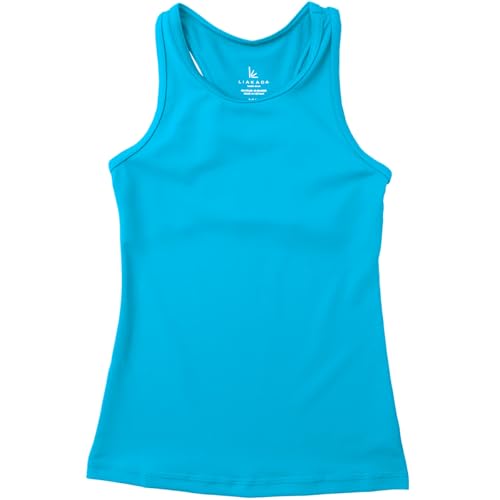 Liakada Dancewear Girls' Racerback Tank Top with Built-in Shelf Bra - Athletic Dance & Gymnastics Apparel Teal
