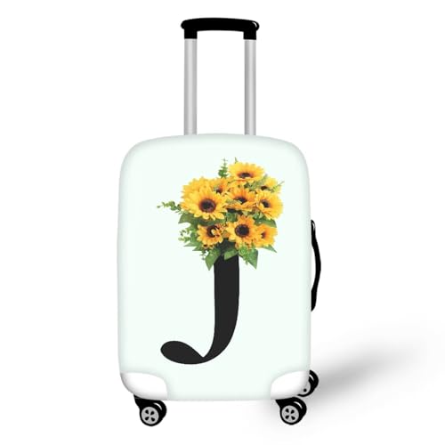 TODIYADDU Sunflower Letter J Thick Elastic Luggage Protective Cover Fashion Trolley Case for Suitcase Cover Baggage Travel Bag Cases Fits for Student Boy Girl Teens Adult, L