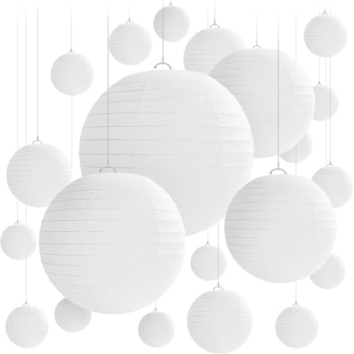 wadafen 16 Pezzi Lanterne Cinesi,Lanterna di carta,Lanterne di Carta Rotonde Cinesi,Lanterna di carta Rotonde da Appendere,per Matrimoni,Compleanni,Feste,Giardino (10 cm, 15 cm, 20 cm, 25 cm)
