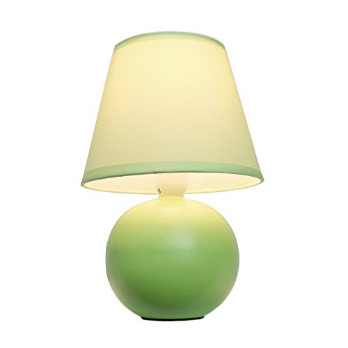 Simple Designs LT2008-GRN Mini Ceramic Globe Matching Fabric Shade Table Lamp, Green