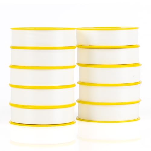 Image of U.S. Solid 10 Rolls 0.7 Inch(W) X 905 Inches(L) Teflon Tape, Plumbers Tape, PTFE Tape, Sealing Tape, Water Pipe Sealing Tape, Duct Tape, Yellow Shell