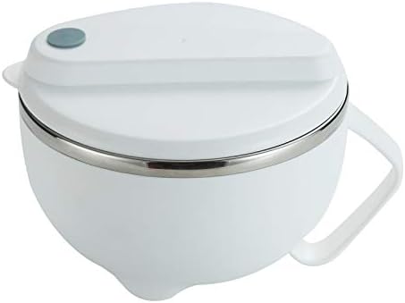 お弁当 ラーメン丼 麺 弁当箱 丼弁当箱 お弁当箱 男性 女性 蓋付きのステンレススチール製断熱漏れ防止麺ライススープボウル 大容量 通勤 通学 白