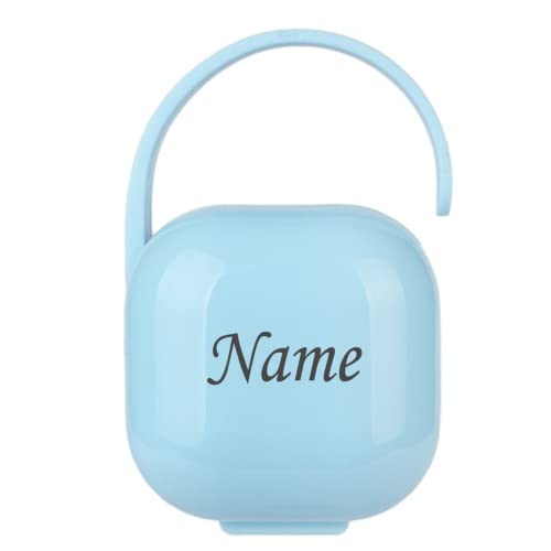 JINFU Personnalisée pour Bébé Porte-tétine pour bébé,Boîte à Sucette personnalisée,Sucette boîte de Rangement bébé Sucette collations boîte de Voyage Anti-poussière Sucette conteneur (Blue) Cover