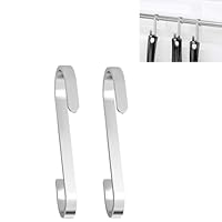 plastific Pack of 2 S Shaped Hanging Hook Stainless Steel Hanger for Office Kitchen, Bathroom, Bedroom, Market Stall, Camp, Hang Butcher Meat, Pot, Pan, Rail (12 - cm)