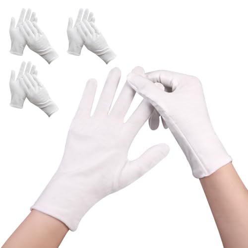 Gants en Coton Blanc pour Travail et Protection - 3 Paires XL (Épaisseur Moyenne) en Coton Pur...