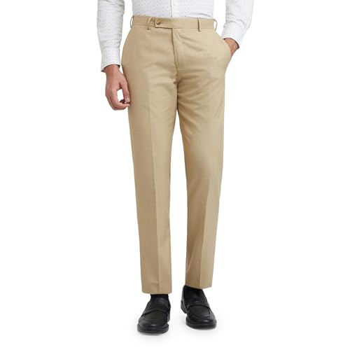 Image of Park Avenue Men's Polyester Blend Structure Pattern Smart Fit Flat Front Formal Trouser