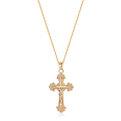 VACRONA Tiny Cross Pendant Necklace,14k 