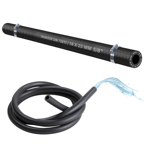 BK-PowerTCS - 1x Metro de Manguera de Goma EPDM para Vehículos, Manguera de Refrigerante, Manguera de Agua Caliente y Fría -40 a +120C° DIN 73411 (incluye 2x Abrazadera W2 DIN3017) (16 x 23 mm 5/8
