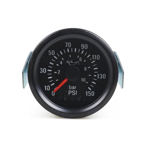 52mm 2インチ12V車用オイルプレスゲージ 油圧計機械式 測定範囲0-10bar 0-150psi NPT1/8 センサー&黄色警告灯付き