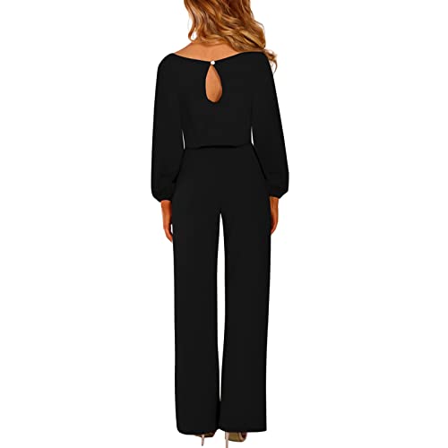 Emiif Vrouwen Casual Lange Mouw Jumpsuits Riemen Dressy Lange Brede Benen Formele Jumpsuit Jumpsuit Dames Taille Wijde… - Image 3