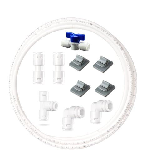 1/4 O.D RO Water Tubing10PCS 20 FT 1/4 Water Line With Well-Sealed adapter Quick Fittings Hose Pipe for RO(Reverse Osmosis) Water Purifier Filter System