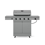 TYTUS Anaheim 5-Burner Propane Gas Grill Outdoor Cooking, 48,000 BTU Grill & 12,000 BTU Side Burner, 721 sq. in. Cooking Area, Enclosed Storage, Porcelain-Enameled Cast Iron Grates, Quick Assembly