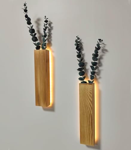 2 Stück Holz Wandvase mit LED Lichtern für Zimmerpflanzen, Künstlicher Eukalyptus Wandpflanzgefäße Fake Vines Wand Pflanzgefäße für Wohnzimmer, Badezimmer, Dekorationen Wanddeko Grünpflanzen 2 Stück Holz Wandvase mit LED Lichtern für Zimmerpflanzen, Künstlicher Eukalyptus Wandpflanzgefäße Fake Vines Wand Pflanzgefäße für Wohnzimmer, Badezimmer, Dekorationen Wanddeko Grünpflanzen
