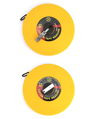 Qwork Closed Reel Measure Tape With Hand Crank, 165Ft Dual-Sided Feet Meters Measuring Reel Accurately Measure And Mark Sports Fields For Track And Field, Long Jump, Landscaping #TOP1