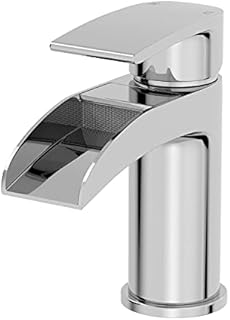 Modern Bathroom Waterfall Mono Basin Taps Sink Mixer Tap Brass Curved Single Lever Round Chrome