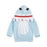 Newborn Infant Kids Boys Girls Cute Cartoon Shark Long Sleeve Zipper Hooded Romper Jumpsuit Top Outf
