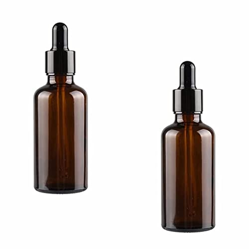 Movilideas - 2 Unds. Botellas con cuentagotas Cristal Marron para Aceites Esenciales, Masajes, Aromaterapia, Botella de Laboratorio 50 ml