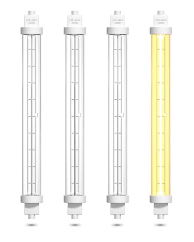 TobeBright 500W Gantry Lights Jacket Food Lamp 240V, 220MM R7s Food Heat Lamp Food Safe Catering Bulbs R7S Halogen Food Heater Bulb for Canteen Buffet Cater Events Kitchen Hospitality,4-Pack