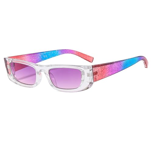 Lunettes de soleil rectangulaires avec verres effet miroir colorés pour femme