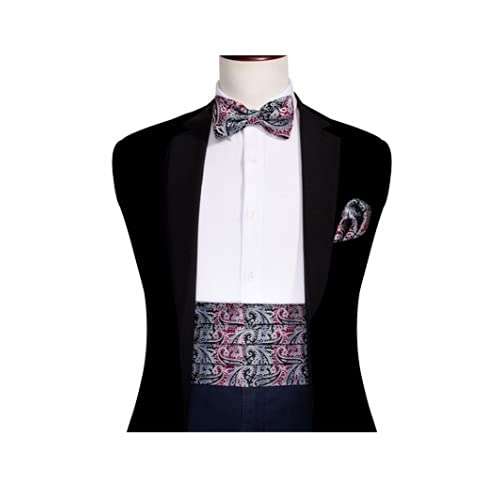 Corbata de seda floral para hombre con pañuelo y gemelos miniatura 2
