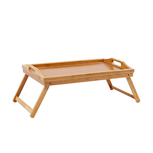 SogesHome KS-HSJ-05-SH - Bandeja de bambú para desayuno con asas, para bebidas, mesa de cama, escritorio de regazo, patas plegables y fácil de abrir, 50 x 30 x 21 cm, KS-HSJ-05-SH