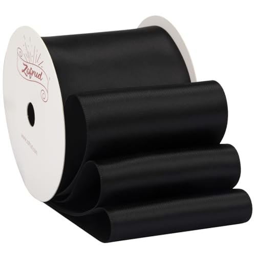 Zofrud Black Satin Ribbon 63mm x 9 Meters - Large Ribbon Ideal for Bows Gift Wrapping, Flower Bouquet, and Crafts