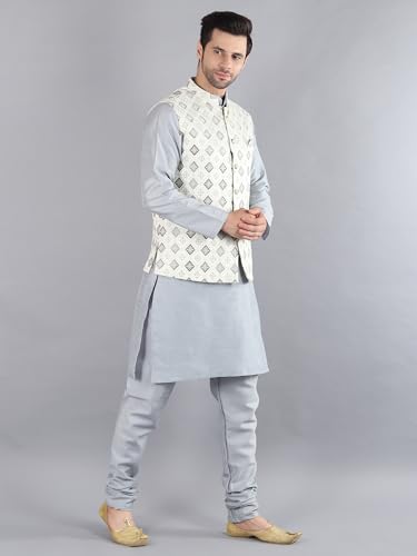 Image of Uri and MacKenzie Men's Silk Blend Kurta Pajama with Designer Ethnic Nehru Jacket /Modi Jacket
