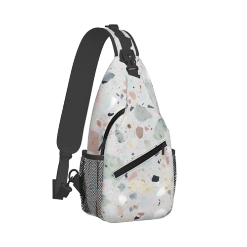 Bolso cruzado estilo Terrazzo Marble pastel negro miniatura 2