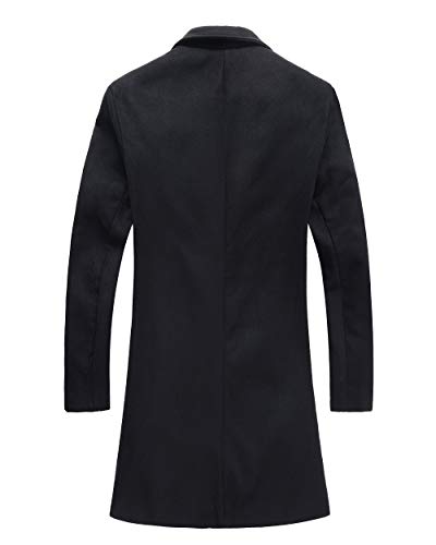 Mens Trench Coat Slim Fit Notched Collar Overcoat