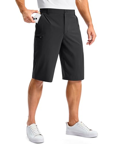 Pudolla Men's Golf Shorts - 4 Pockets, 13" Inseam, Black, Size 36