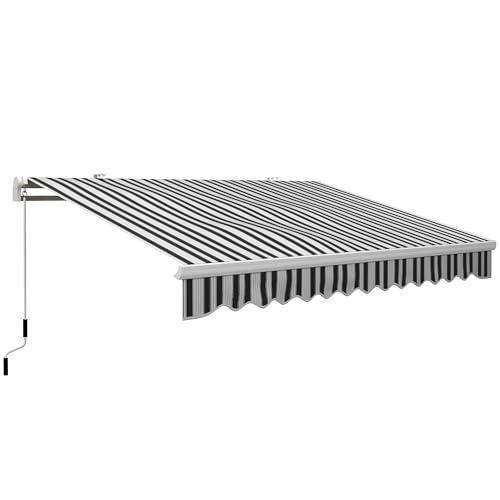 Outsunny Store banne Manuel rétractable 395 x 245 cm Store Exterieur terrasse avec manivelle, Angle réglable 45°-85°, Aluminium et Polyester 280 g/m²,...