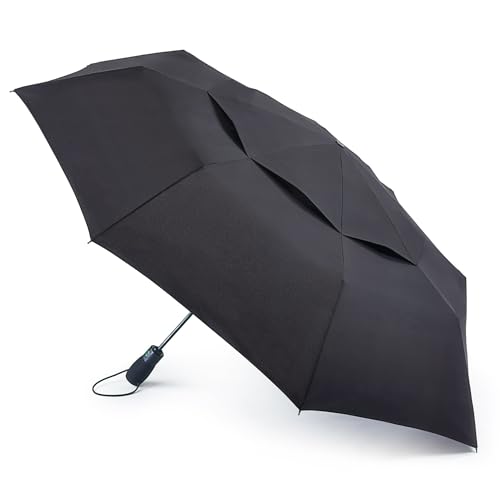 Fulton Performance Tornado Umbrella Black Automatic Open & Close Frame Vented Canopy Strong Wind Resistant Frame UPF30+