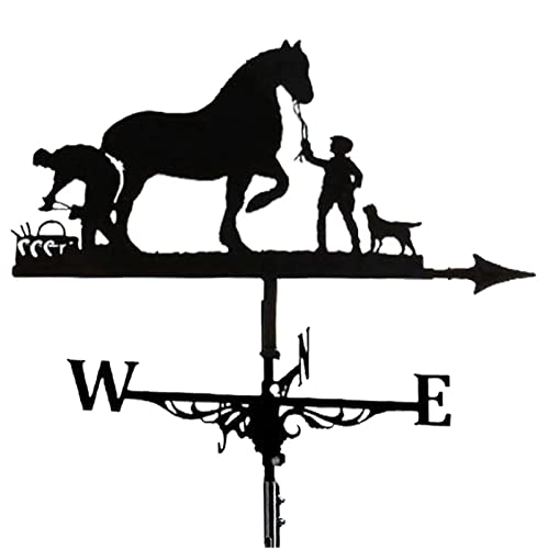 Girouette jardin et toit en métal ornement météo robuste motif cheval élégant