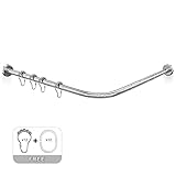 Misounda L Shaped Shower Curtain Rod Stretchable Corner Shower Rod No Drilling Install 304 Stainless...