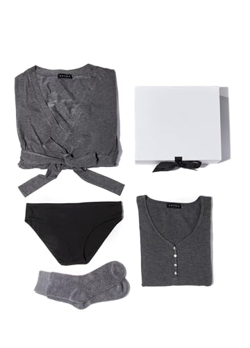 HATCH Maternity/Postpartum Hospital Gift Set| Hospital Essentials Post Baby Brief Underwear, Nursing Friendly Nightgown, Cozy Socks, Small Charcoal