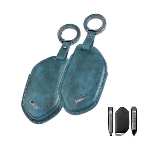 Image of keyzone dual leather key cover compatible for Kia Syros, EV6, EV9 smart key