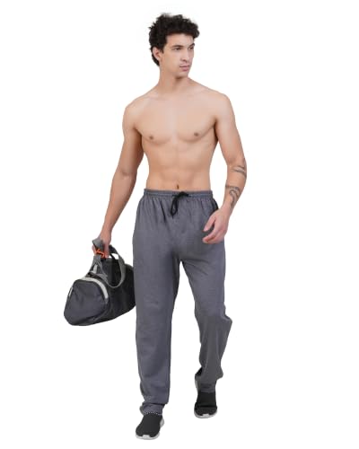 Image of RUGAN Men's Cotton Track Pants Regular Fit | Sports Gym Joggers Lower with Dual Zipper Pockets