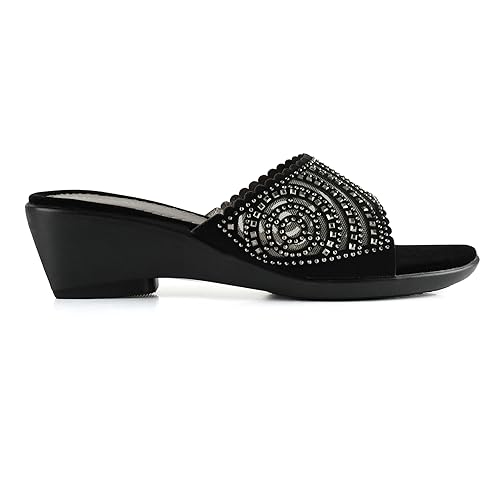 Image of MOSAC Women's Party-Wear Trendy Designer Wedding Casual Slip-On Wedge Fashion Wedding Sandal