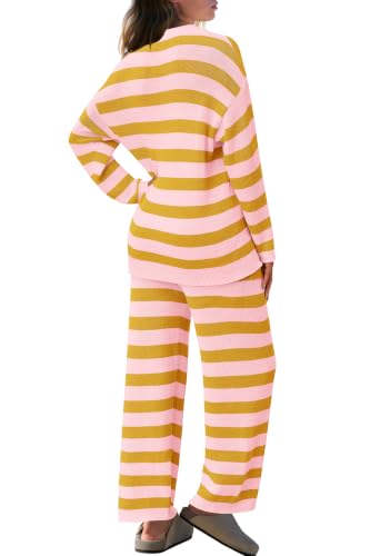 Image of SENSERISE Womens Striped Set Sweater Lounge Sets
