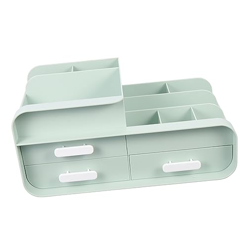 KESYOO 収納ボックス 時計ケースホルダー 大容量のコスメオーガナイザー 化粧品陳列ケース ジュエリースタンド 保有者 プラスチックデスクオーガナイザー 引き出し文具コンテナ Green
