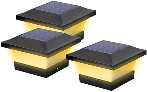 Bprtcra - Lámpara de pared para jardín al aire libre, LED, pilar solar, resistente al agua, para vallas, jardines, pabellones, calle, luz cálida (3 unidades)
