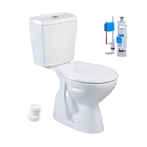 Stand-WC mit Taharet Keramik-Spülkasten Softclose WC-Sitz Toilette WC Senkrecht Boden Cover