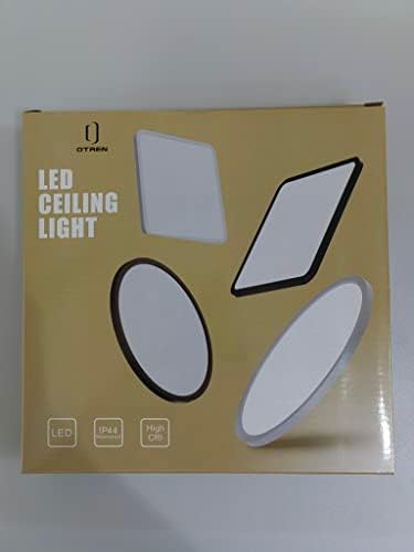 OTREN Lampa sufitowa LED płaska, lampa sufitowa kwadratowa 24W 6500K, nowoczesna lampa panelowa do łazienki, kuchni, salonu, sypialni, przedpokoju, chłodna biel, 2400 lm, IP44, Ø23CM