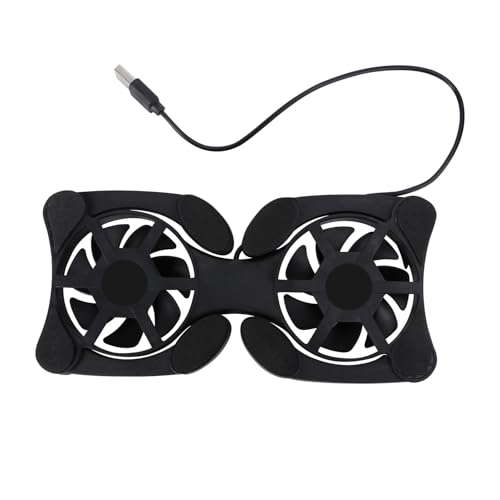 GRIRIW Base de Enfriamiento Portátil Diseño Plegable y Antideslizante para Portátil 2 Ventiladores USB, Material Abs Negro para Mejorar la Refrigeración y Rendimiento