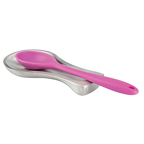 iDesign Forma Spoon & Spatula Rest for Kitchen Countertops - Brushed Stainless Steel