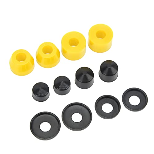 Tomotato Skateboard Buchsen Set, 12 teilige PU-Dämpfung 90A Skateboard Buchsen Ersatzteil Skateboard Buchsen Dämpfungsset für 4 Rad Skateboard, Double Rocker(Gelb)