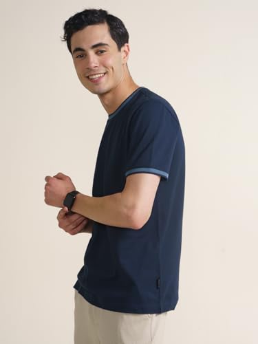 Image of DAMENSCH Statement Pique Textured Tshirt for Man, Thermoregulating, Tonal Rib T Shirt for Men Stylish, Sustainable Recycled Fabric Men T-Shirts