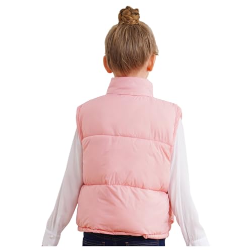 JEYPINMI Little Girls Zipper Padded Coat Winter Puffer Vest Waistcoat Sleeveless Jacket with Pockets Snowsuit2