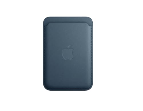 Porta Cartão Magnético Para iPhone Carteira Magsafe De Couro e Tecido Finewoven para iphone 13/14/15/16 e modelos PRO (Pacific blue Tecido Finewoven)